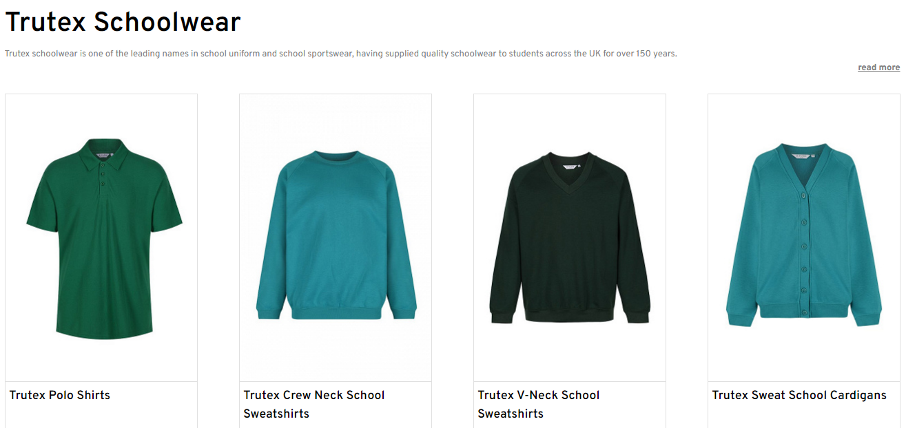 School Uniform Shop Trutex Categories
